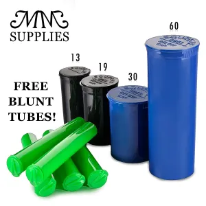 Pop Top Bottles Full Cases (315,225,150,75) 30 Dram -Case of 150 (Blue) Best Medical Marijuana Container 7 Grams. Squeezetops, Smell Proof, FREE BLUNT TUBES! Fasted Shipping MM SUPPLIES