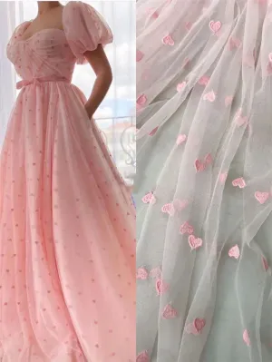 Princess A-line Evening Dresses Puffy Sleeve Prom Dress Baby Pink Party Dresses Sweet Heart Shape Robe De Soirée