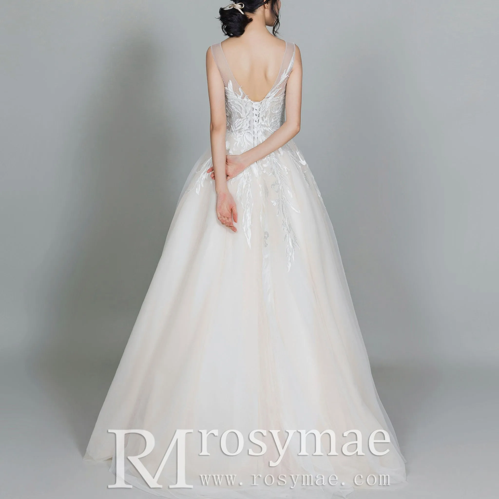 Princess Tulle Wedding Dress Champagne Bridal Dress A Line