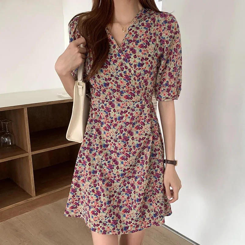 Purple A Line Knee Length Dress