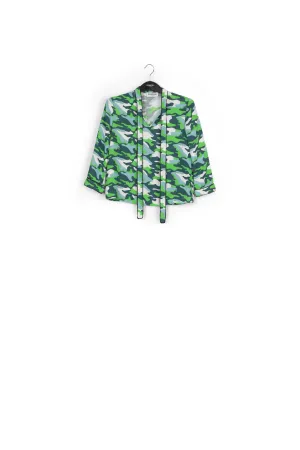 Pussy-bow crepe blouse