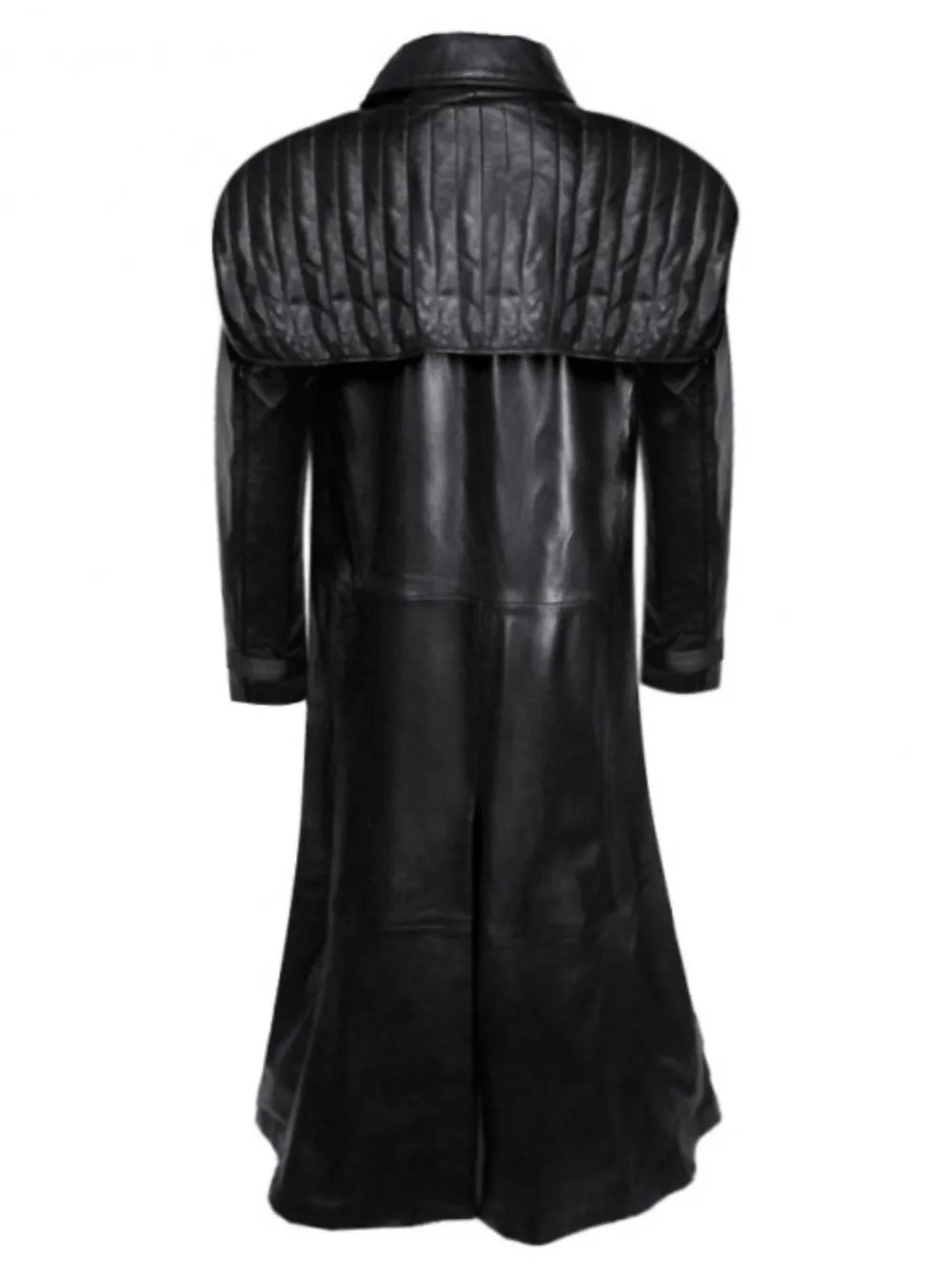 Quilted Gun Flap Leather Trench Coat for Men