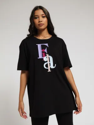 Rachel Oversized Tee - Black