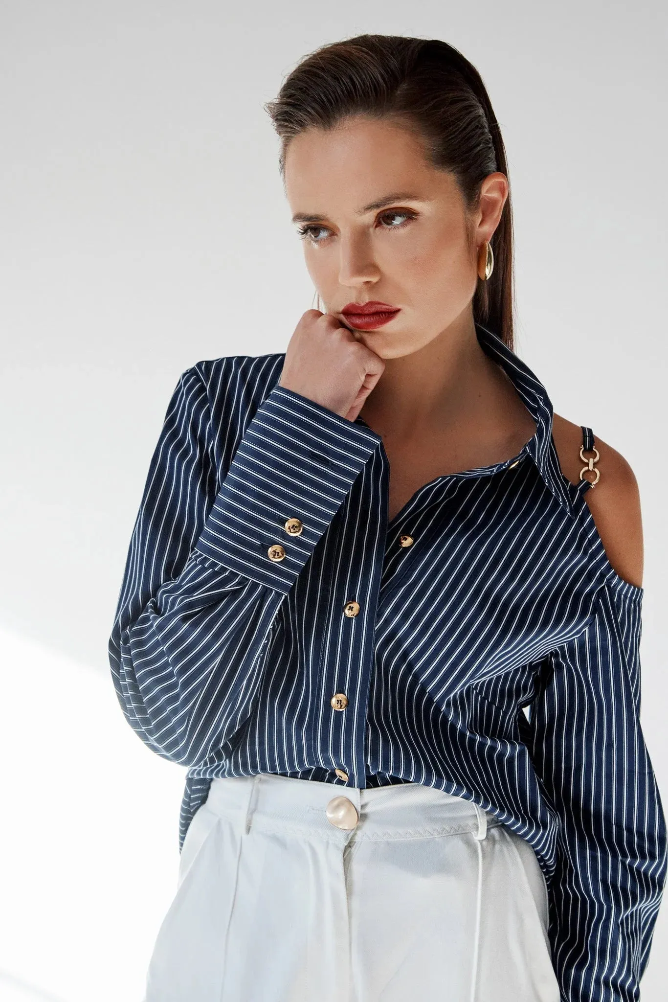Realm Origin - Mariner Shirt - Navy White Stripe