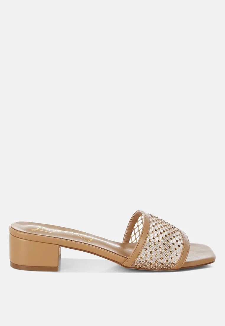 Rhinestone Studded Slip-On Heels By RUW
