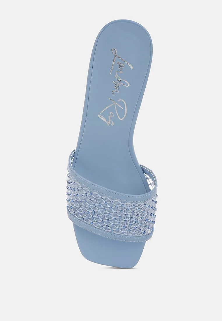 Rhinestone Studded Slip-On Heels By RUW