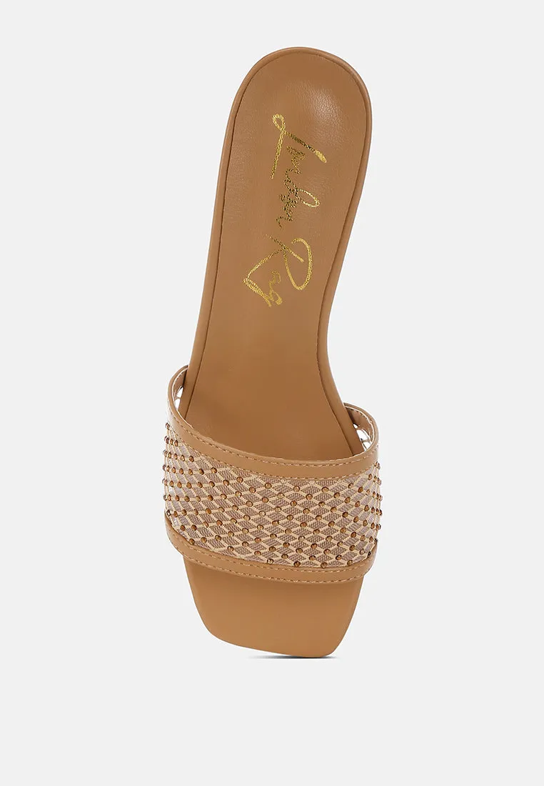 Rhinestone Studded Slip-On Heels By RUW