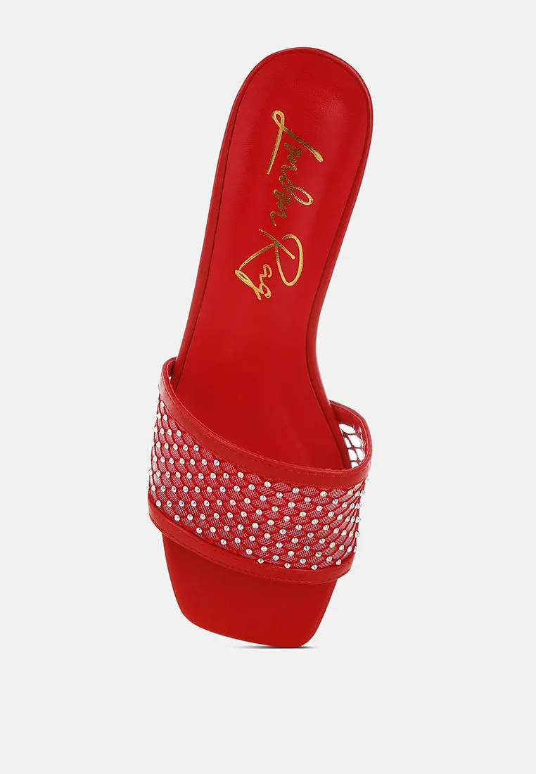 Rhinestone Studded Slip-On Heels By RUW