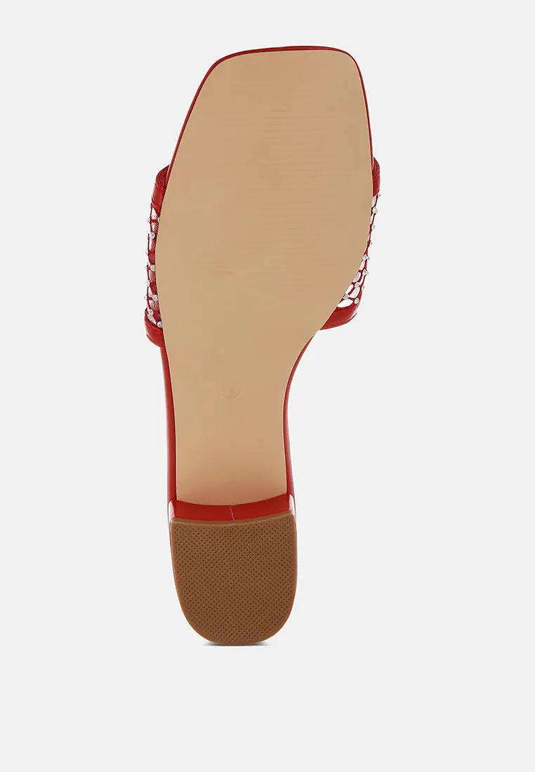 Rhinestone Studded Slip-On Heels By RUW