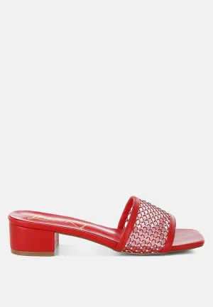 Rhinestone Studded Slip-On Heels By RUW