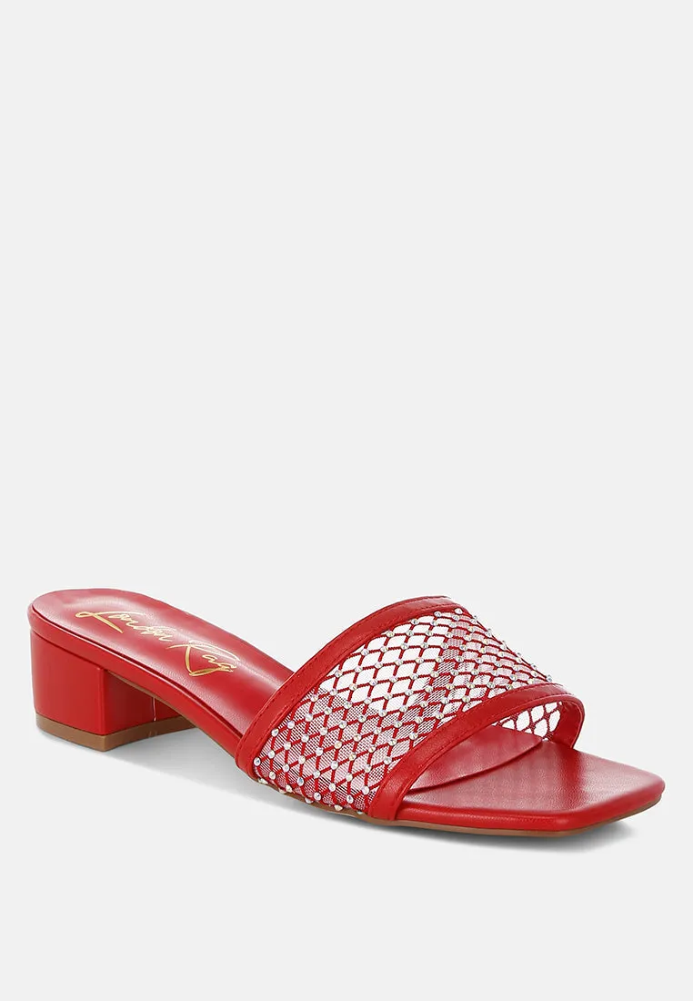 Rhinestone Studded Slip-On Heels By RUW