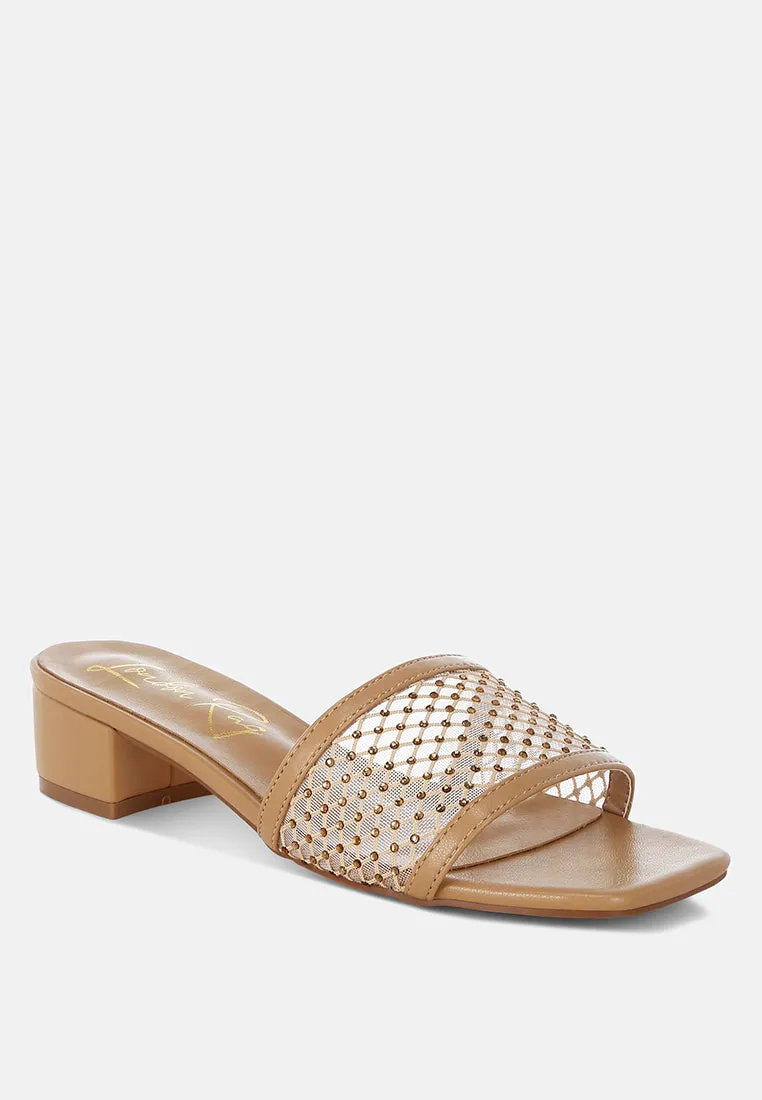 Rhinestone Studded Slip-On Heels By RUW