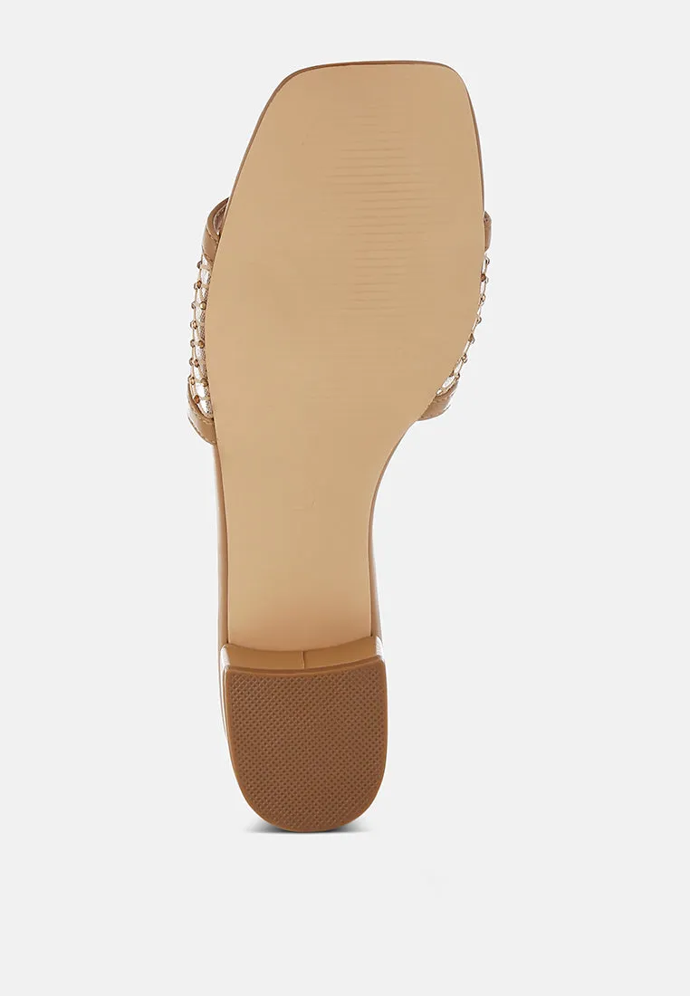 Rhinestone Studded Slip-On Heels By RUW