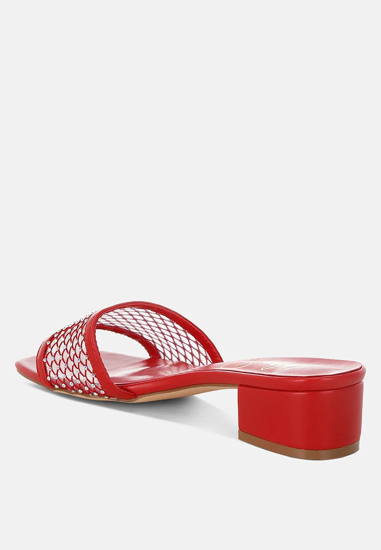 Rhinestone Studded Slip-On Heels By RUW