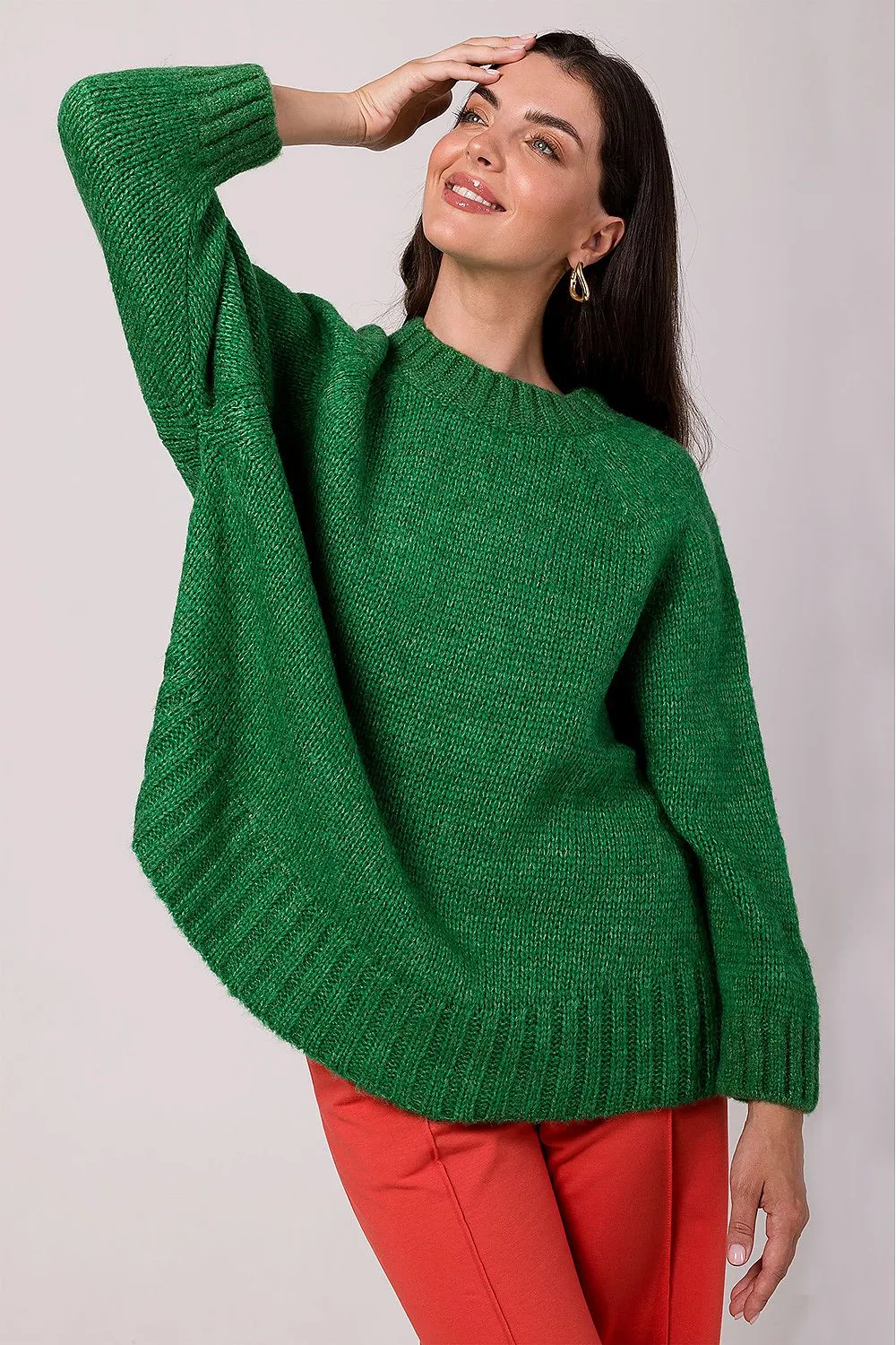Ribbed Batwing Oversized Sweater