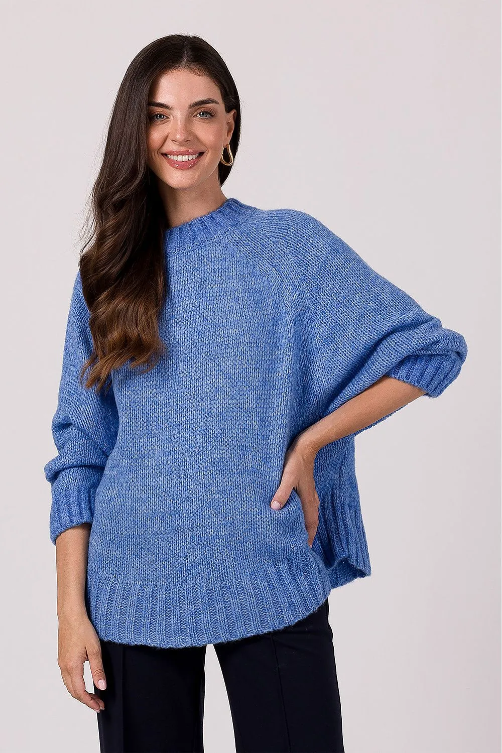 Ribbed Batwing Oversized Sweater