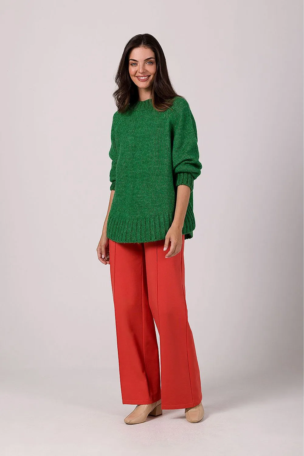 Ribbed Batwing Oversized Sweater