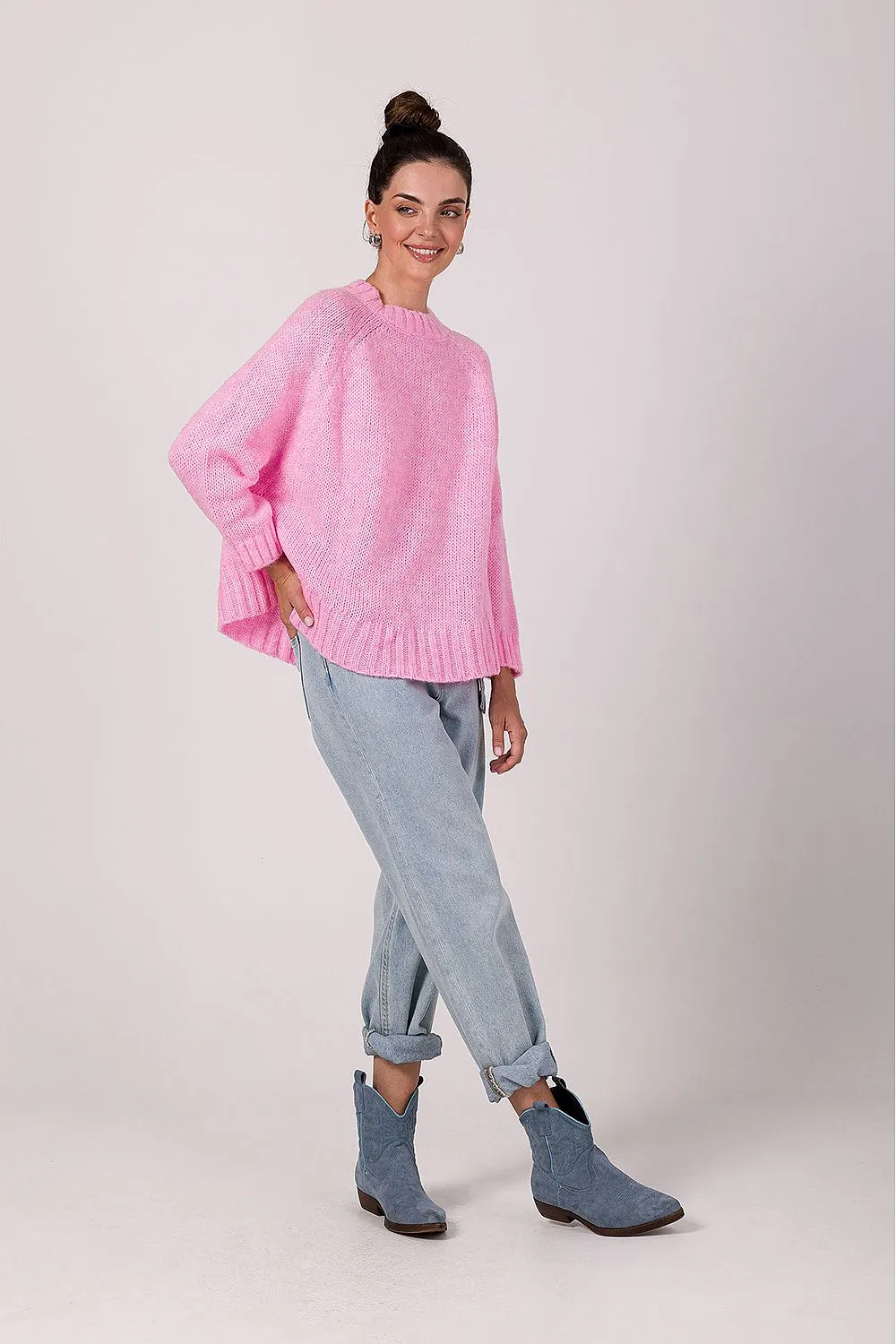 Ribbed Batwing Oversized Sweater