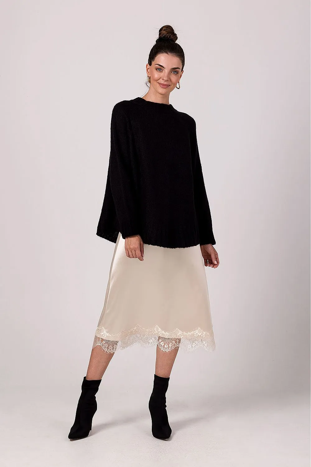 Ribbed Batwing Oversized Sweater