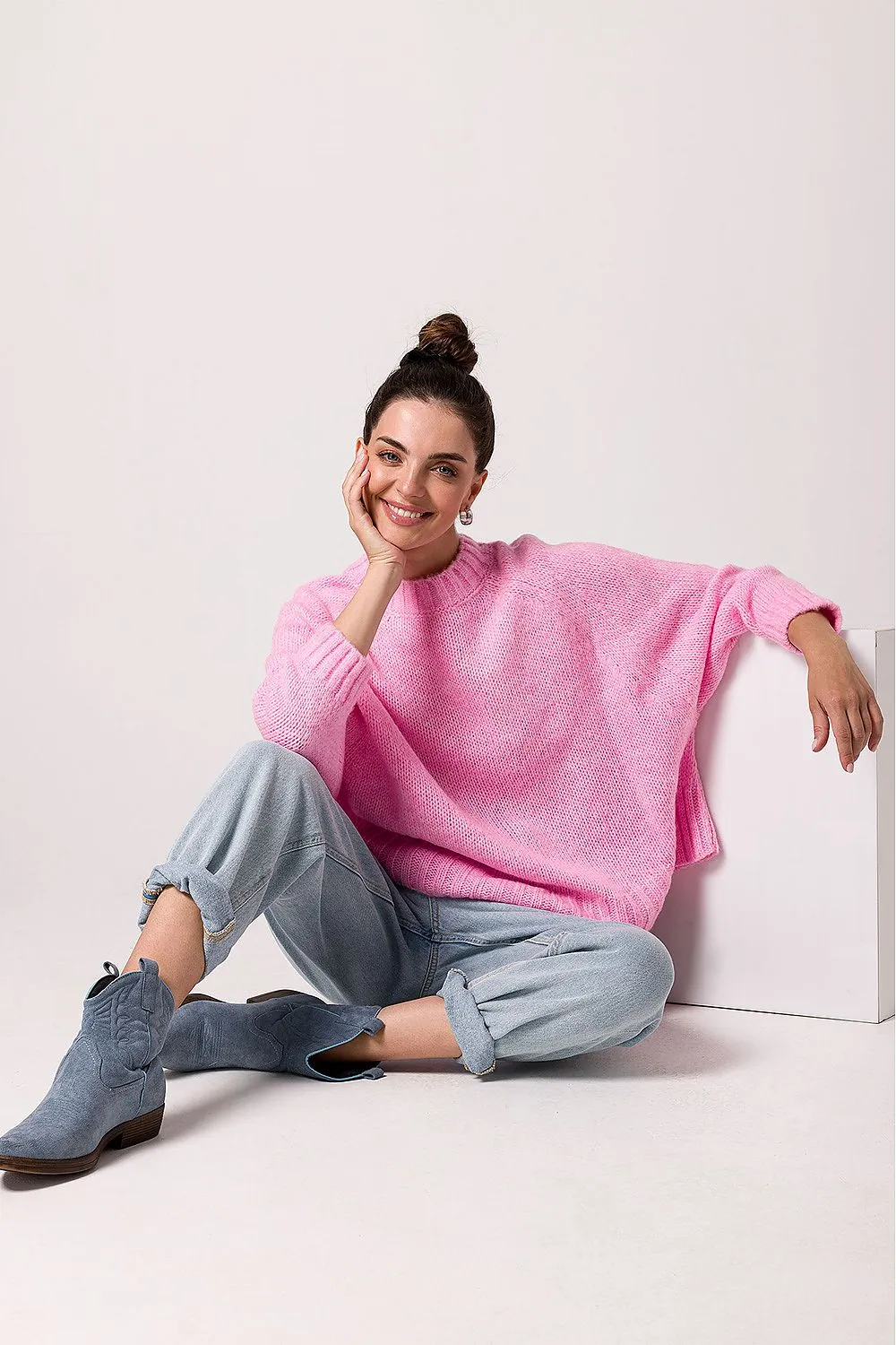 Ribbed Batwing Oversized Sweater