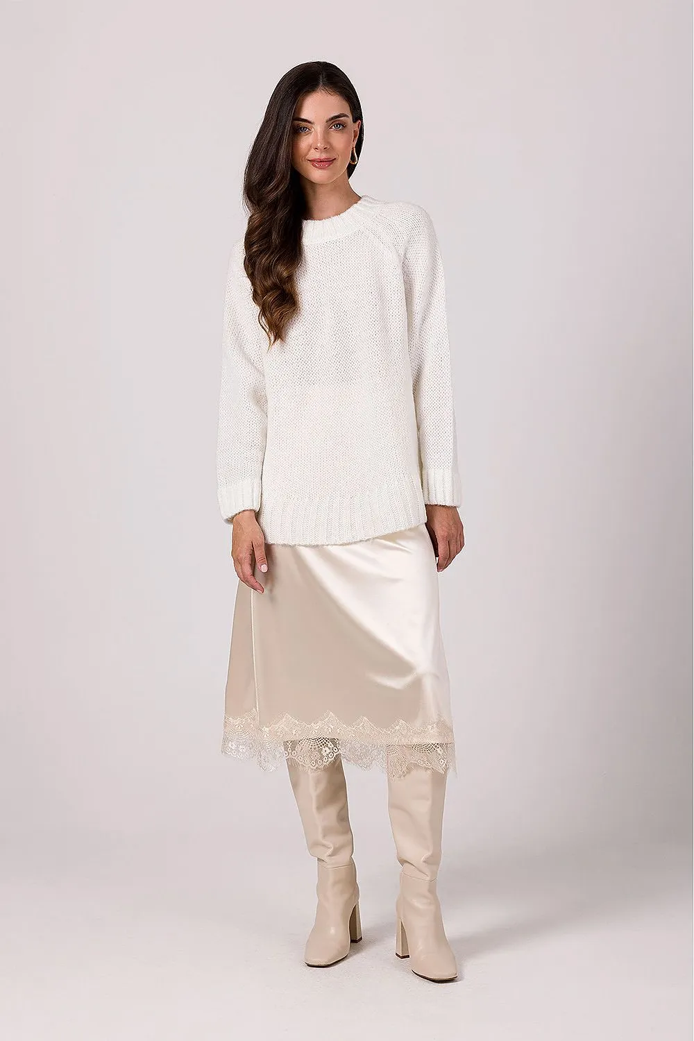 Ribbed Batwing Oversized Sweater