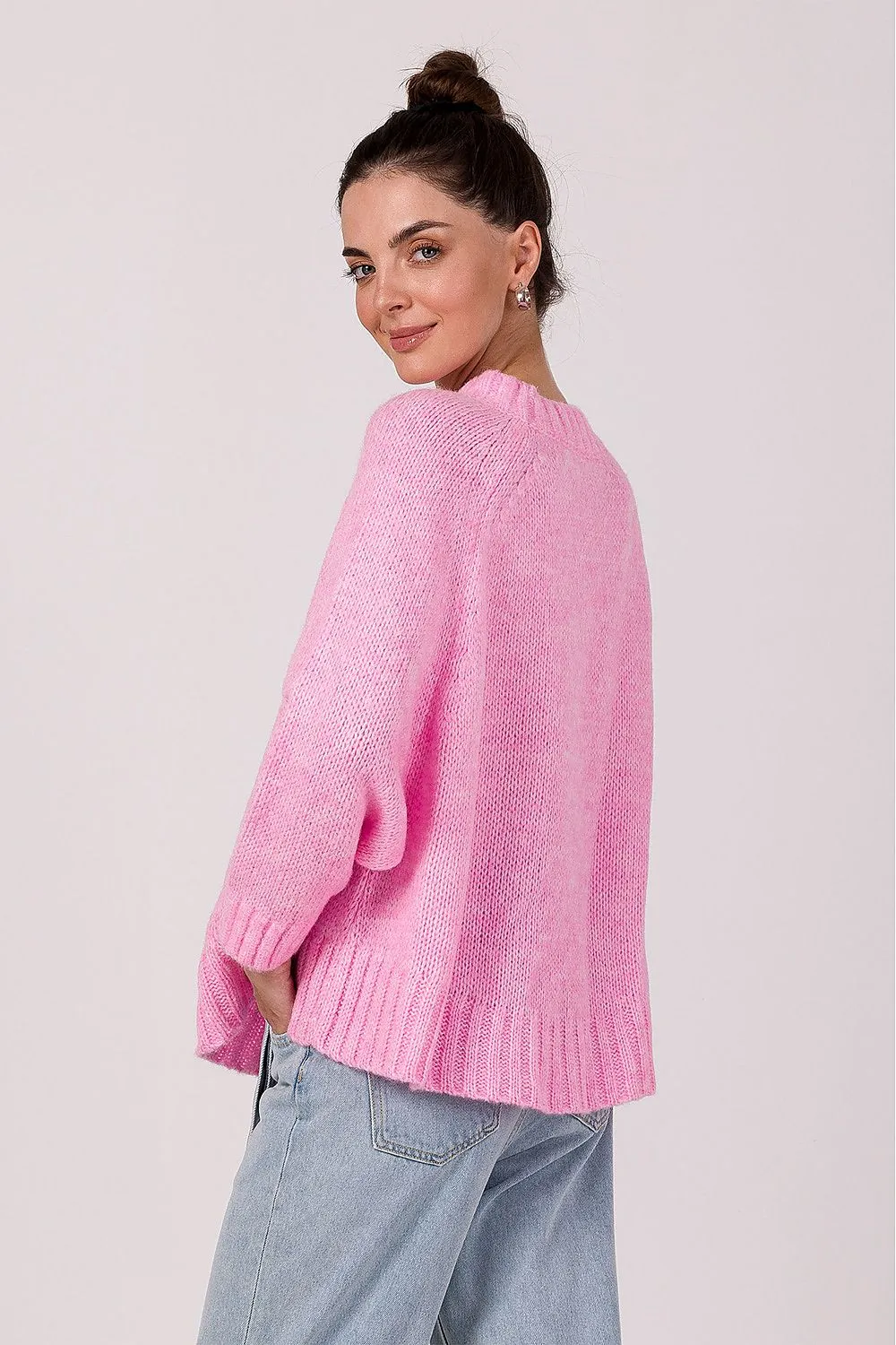 Ribbed Batwing Oversized Sweater