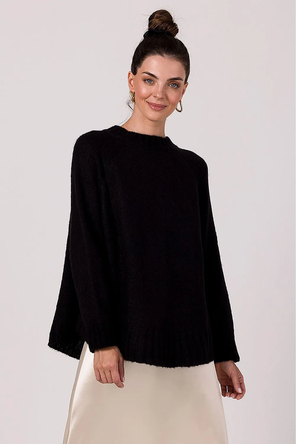 Ribbed Batwing Oversized Sweater