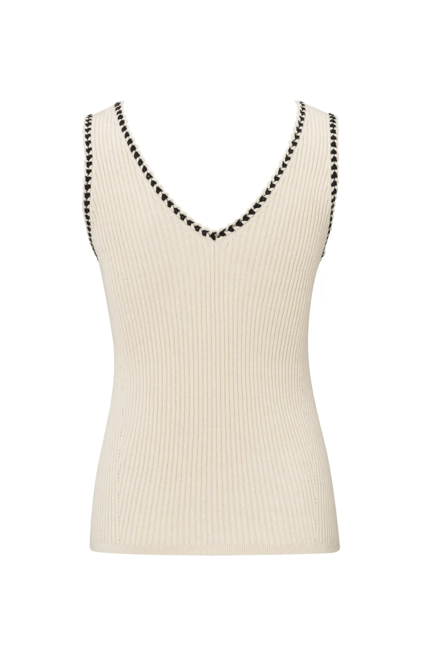 Ribbed tank top with stitch detail and fitted fit