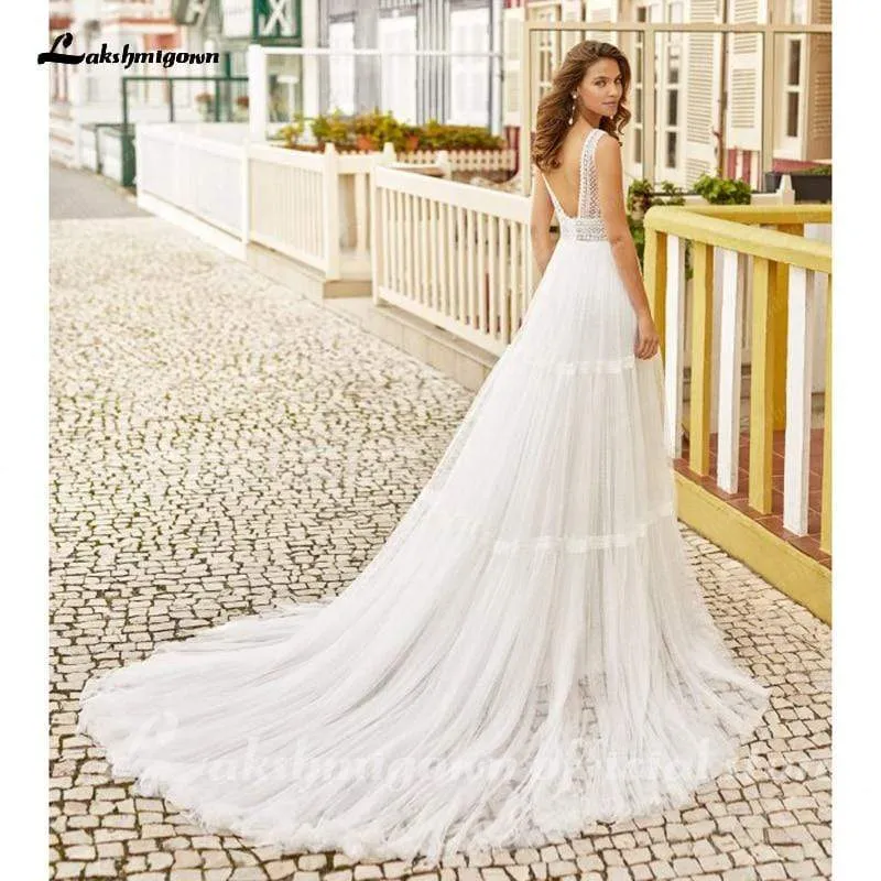 Roycebridal Sexy Beach Lace Wedding Dresses Backless A Line