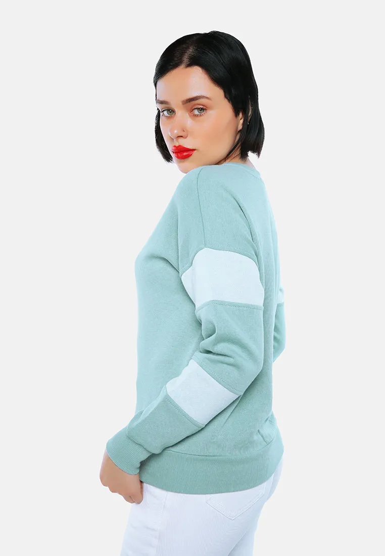 Sage Green Basic Full Sleeves Sweatshirt By RUW