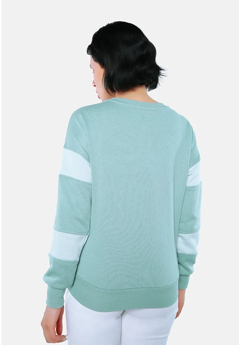 Sage Green Basic Full Sleeves Sweatshirt By RUW