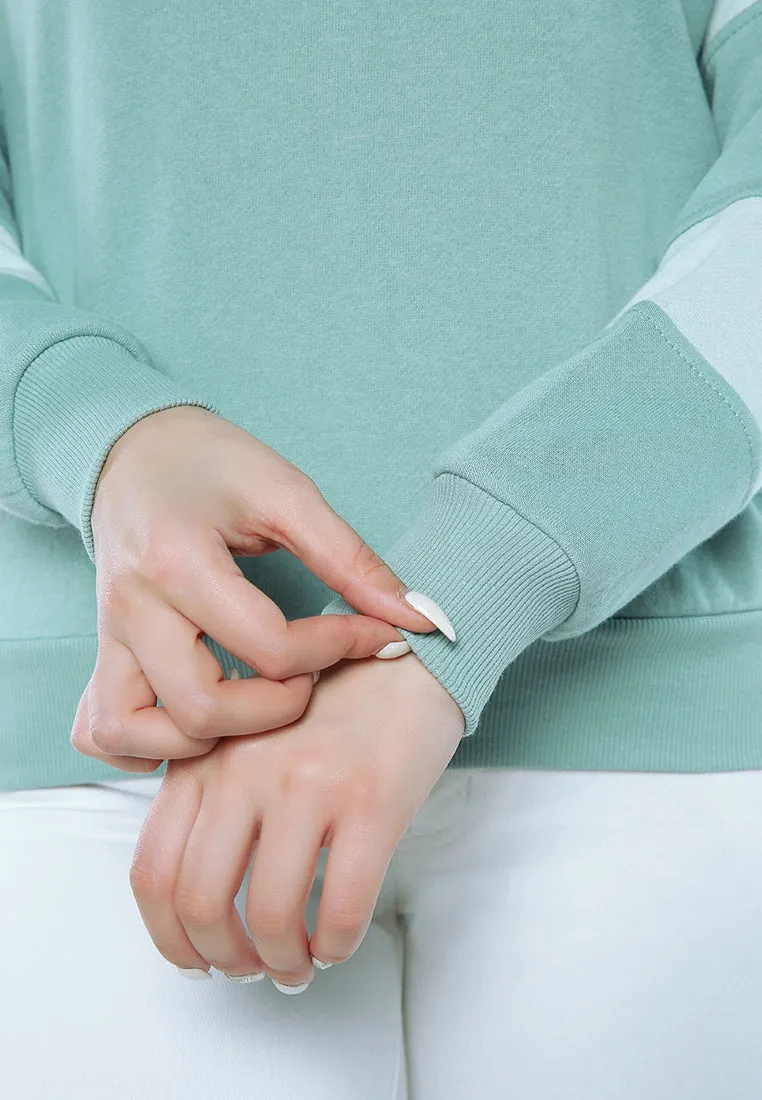 Sage Green Basic Full Sleeves Sweatshirt By RUW