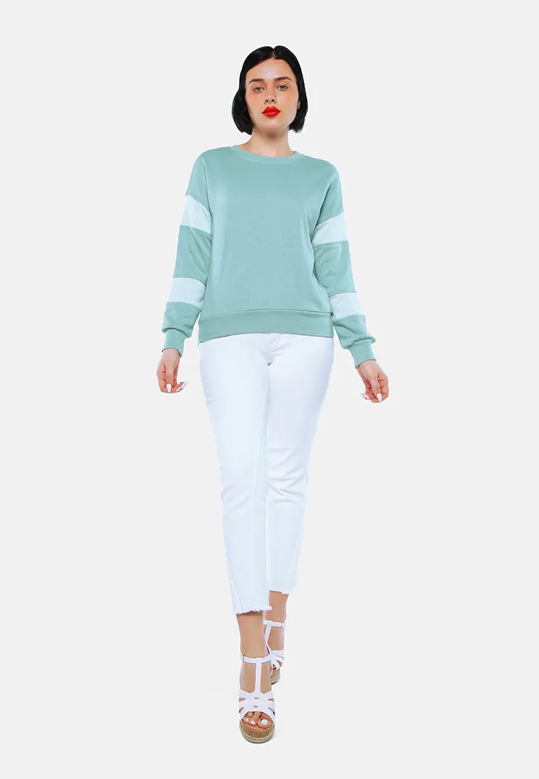 Sage Green Basic Full Sleeves Sweatshirt By RUW