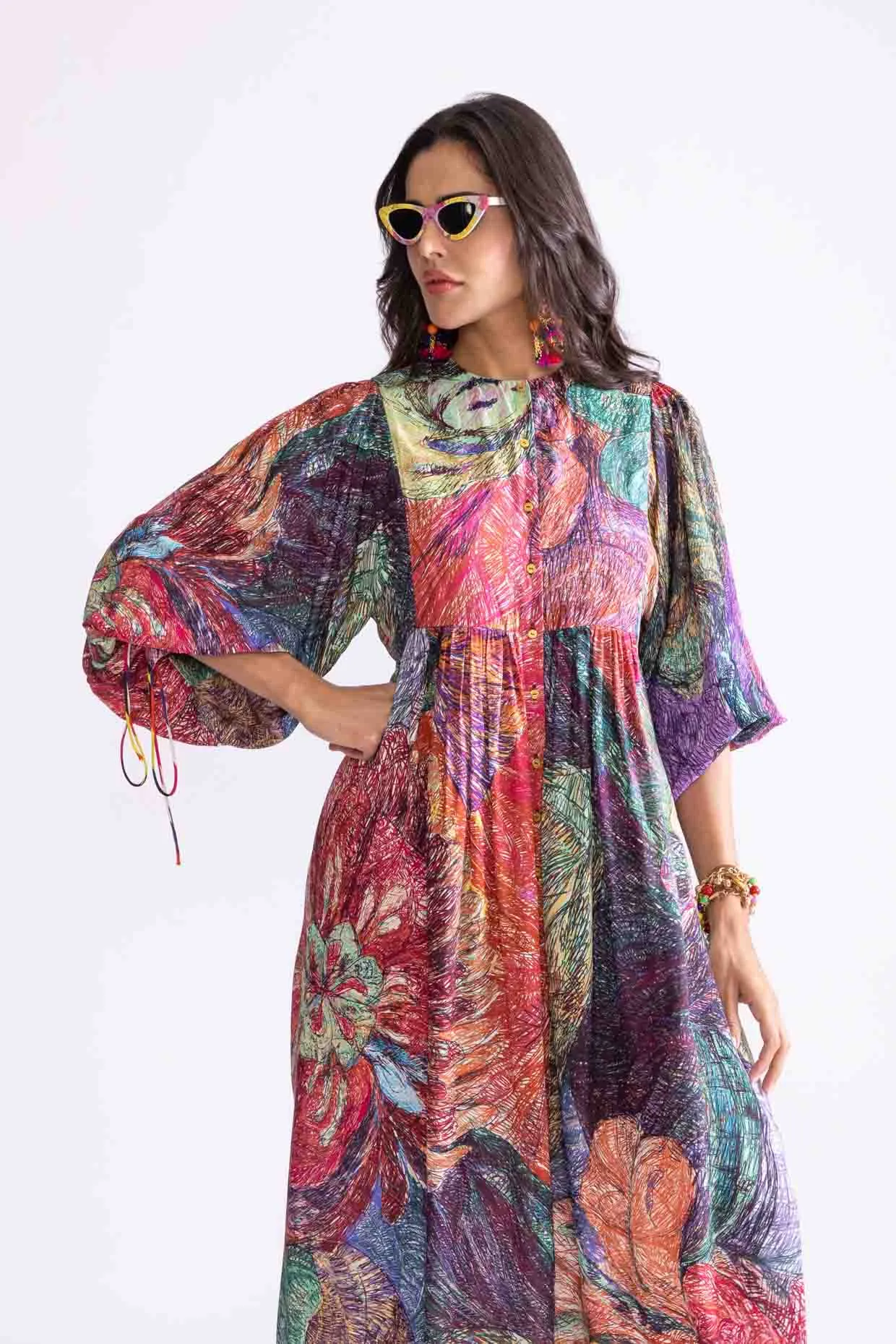 Sara multicolor printed dress