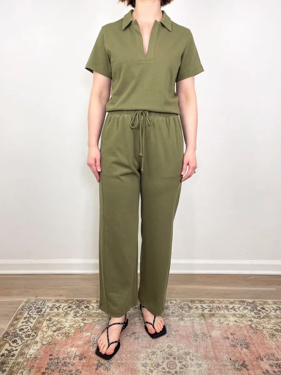 Seamed Wide Leg Pant in Kelp