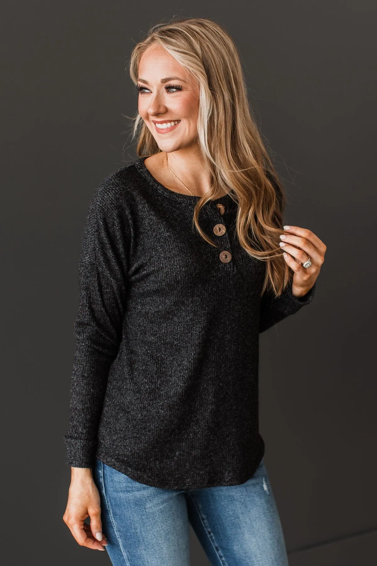 Seek Me Out Ribbed Knit Top- Black