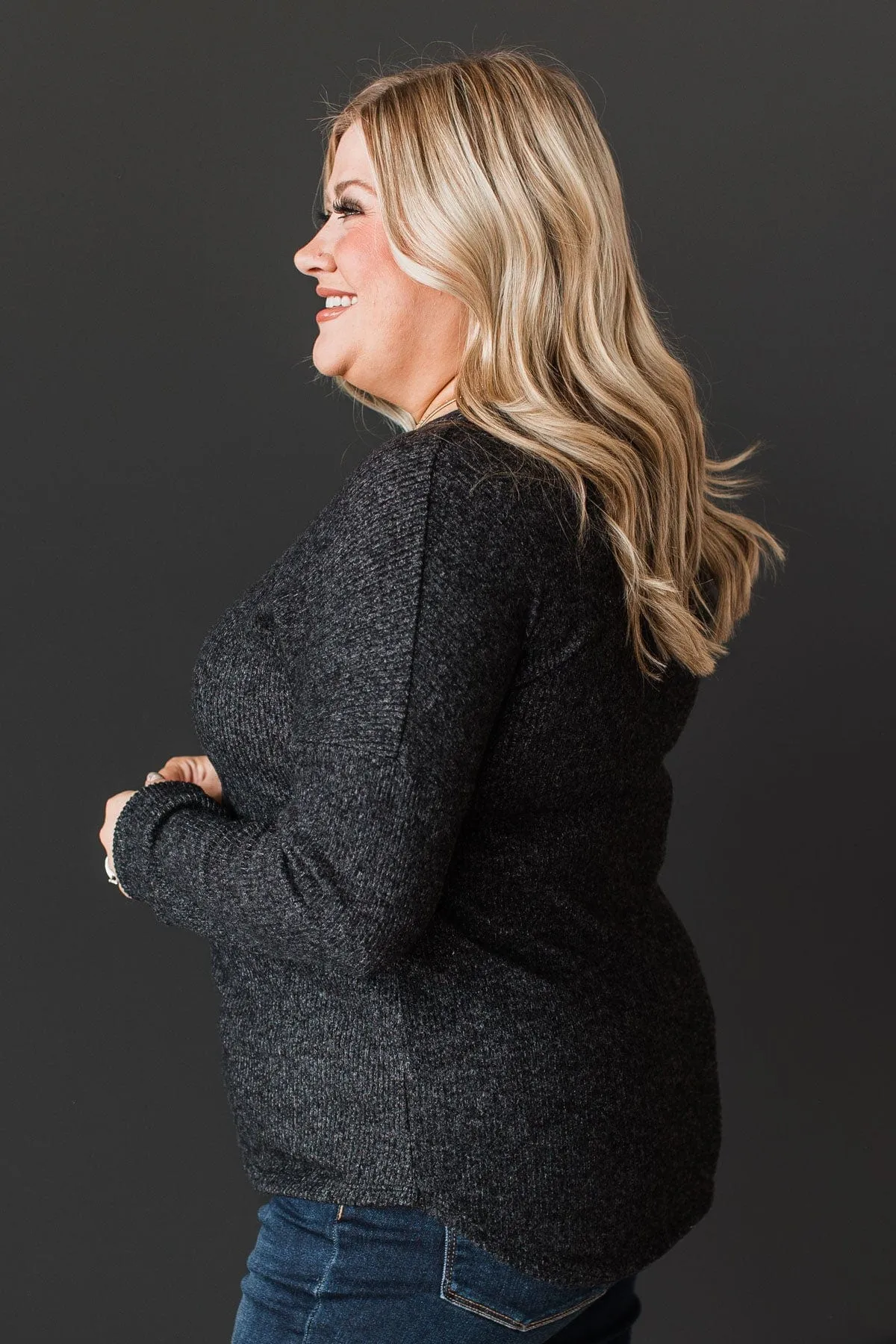 Seek Me Out Ribbed Knit Top- Black