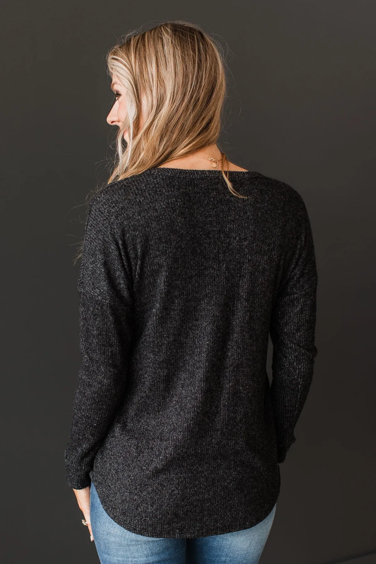 Seek Me Out Ribbed Knit Top- Black