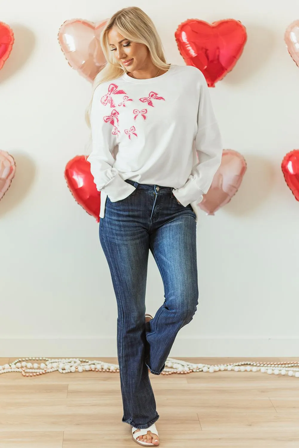 Sequin Designer Bows Oversize Sweatshirt