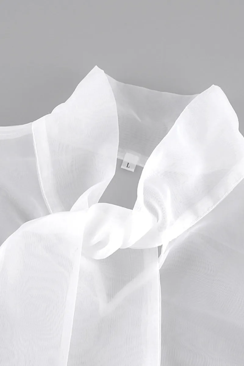 Sexy Solid See-through With Bow Half A Turtleneck Blouses(3 Colors)