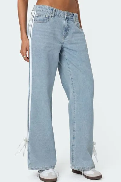 Side Striped Wide Leg Jeans