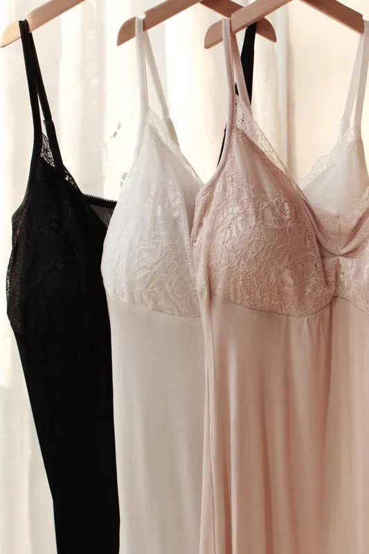 Silk Lycra Padded Slip (White)
