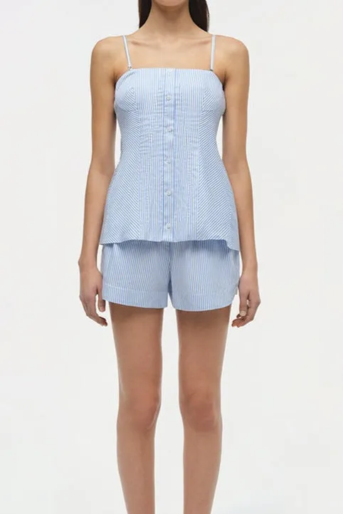 Simkhai Vivvy Cotton Top in Blue Hydrangea Stripe