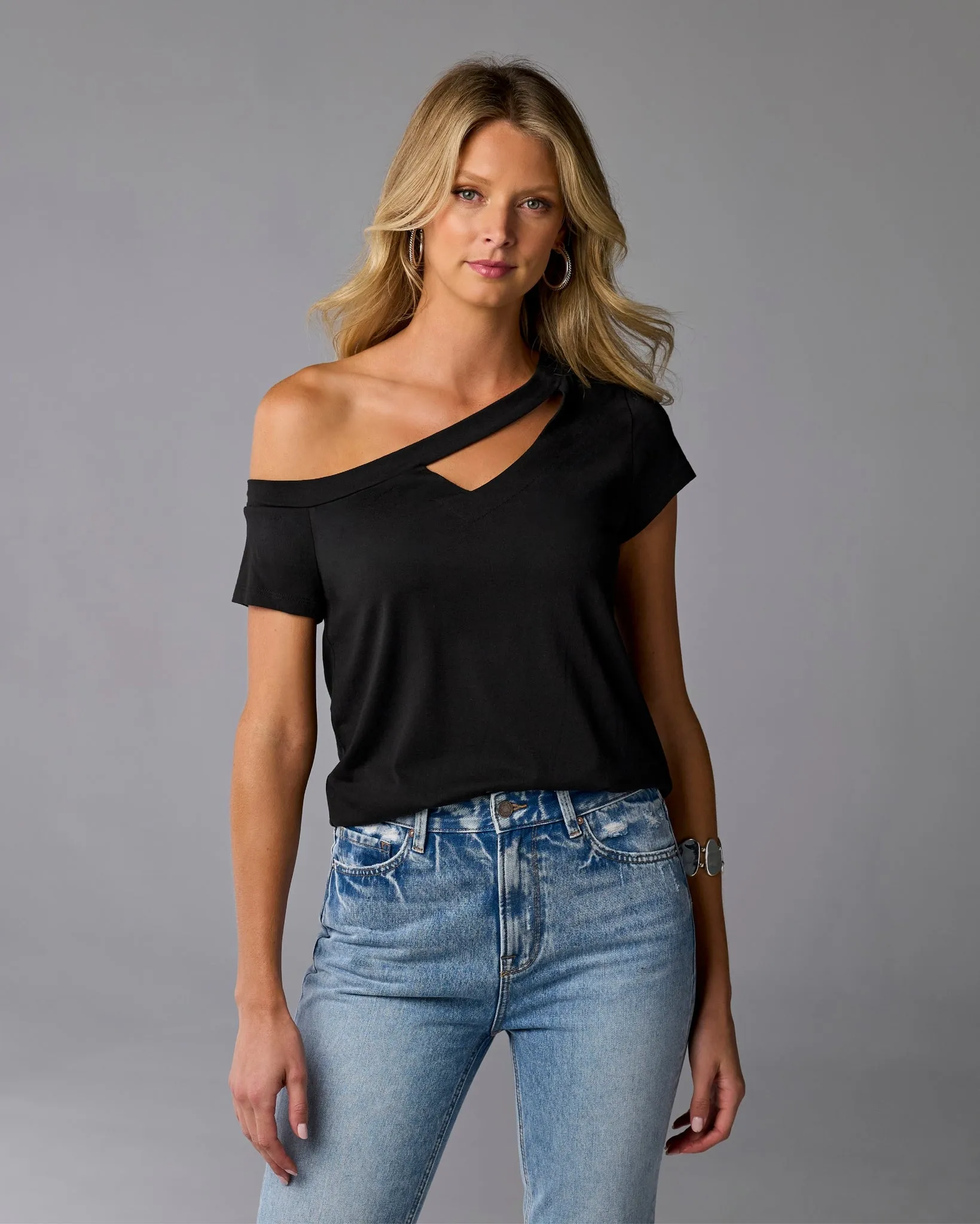Slouchy Cut Out Knit Top Proper Black