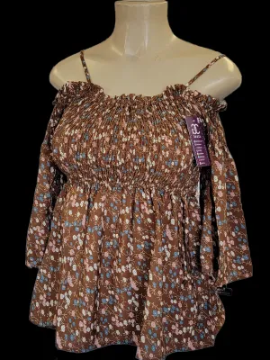 Smocked top BROWN