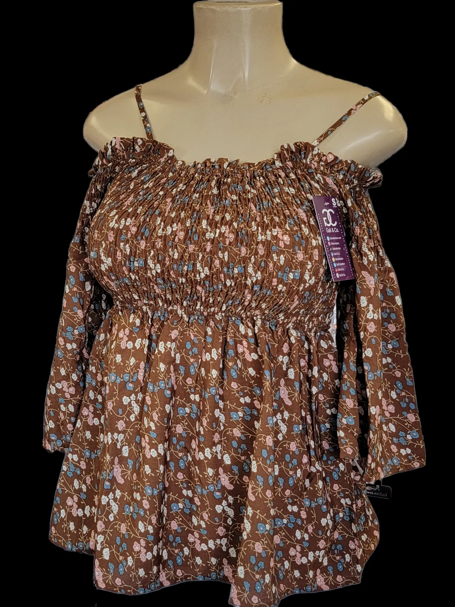 Smocked top BROWN