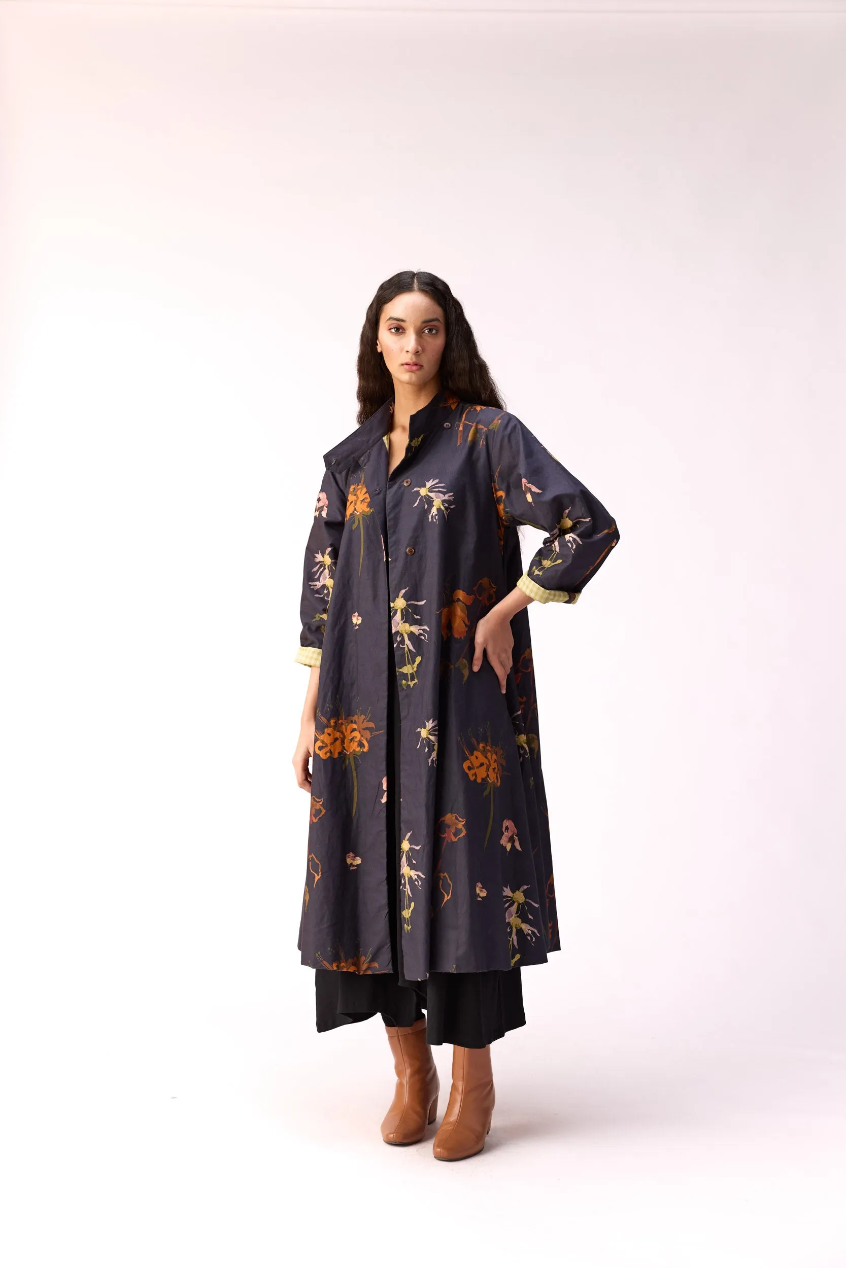 Smoky flora trench dress