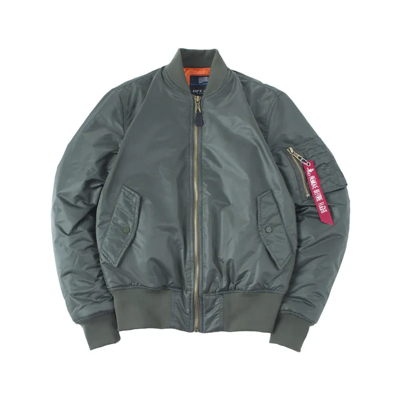 Solid Color Stand Collar Loose Couple Bomber Jacket