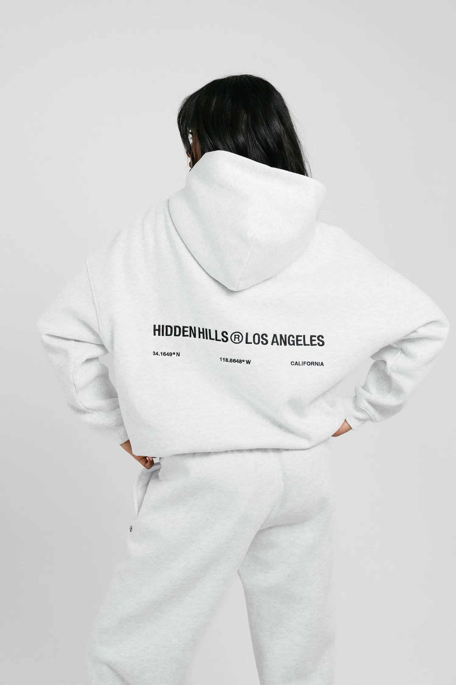 SPORTY EMBROIDERY HOODIE LIGHT GREY