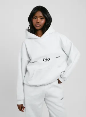 SPORTY EMBROIDERY HOODIE LIGHT GREY
